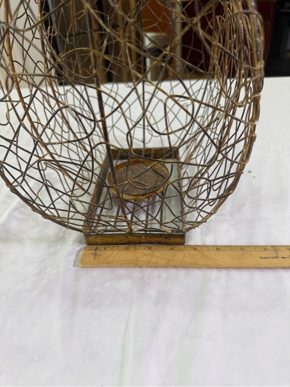 Rustic Gold Wire Lantern - Decorative Home Accent - Picture 5 of 9